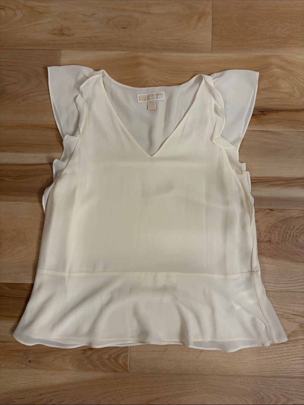 MICHAEL Michael Kors Cream V-Neck Ruffle Sleeve Blouse